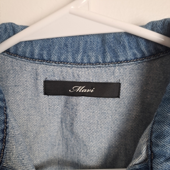 Mavi Medium Wash Denim Button Up Short Sleeve Mercy Shirt Mini Dress Size XS - Picture 7 of 11